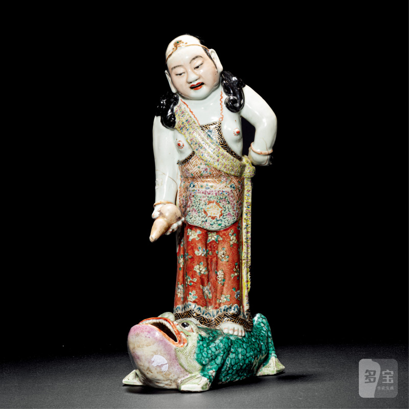 粉彩刘海戏金蝉
